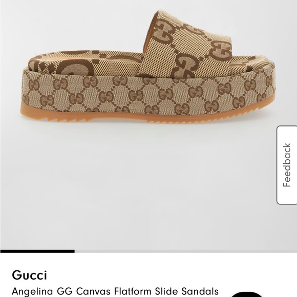 Gucci Beige and Brown Canvas Platform Sandals - Picture 1 of 2